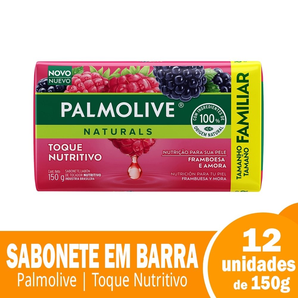Sabonete Palmolive Naturals Segredo Sedutor Nutritivo Framboesa e Amora - 150g Embalagem com 12 Unidades em Oferta na Shopee