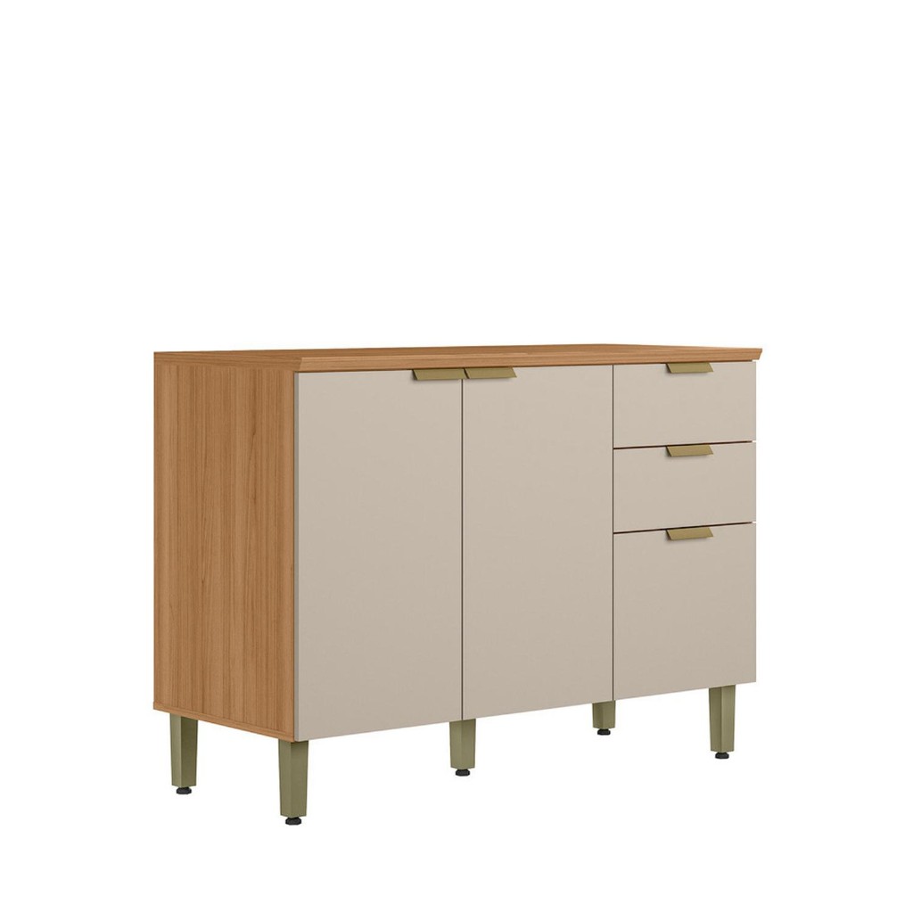 Balcão 3 Portas 120cm 2 Gavetas Selene Linea Brasil em Oferta na Shopee