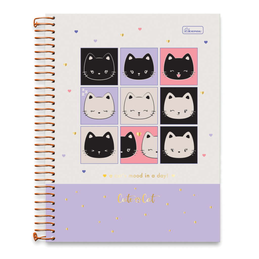 Caderno 10 Matérias Colegial Cut & Cat 160 Folhas - CADERSIL MODELO:CATS em Oferta na Shopee