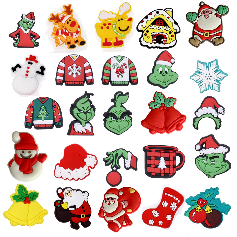 Encantos De Sapato Para Tamanco Grinch Roubou Ponto De Natal Bonito Botão Pinos DIY Sapatos Charme em Oferta na Shopee