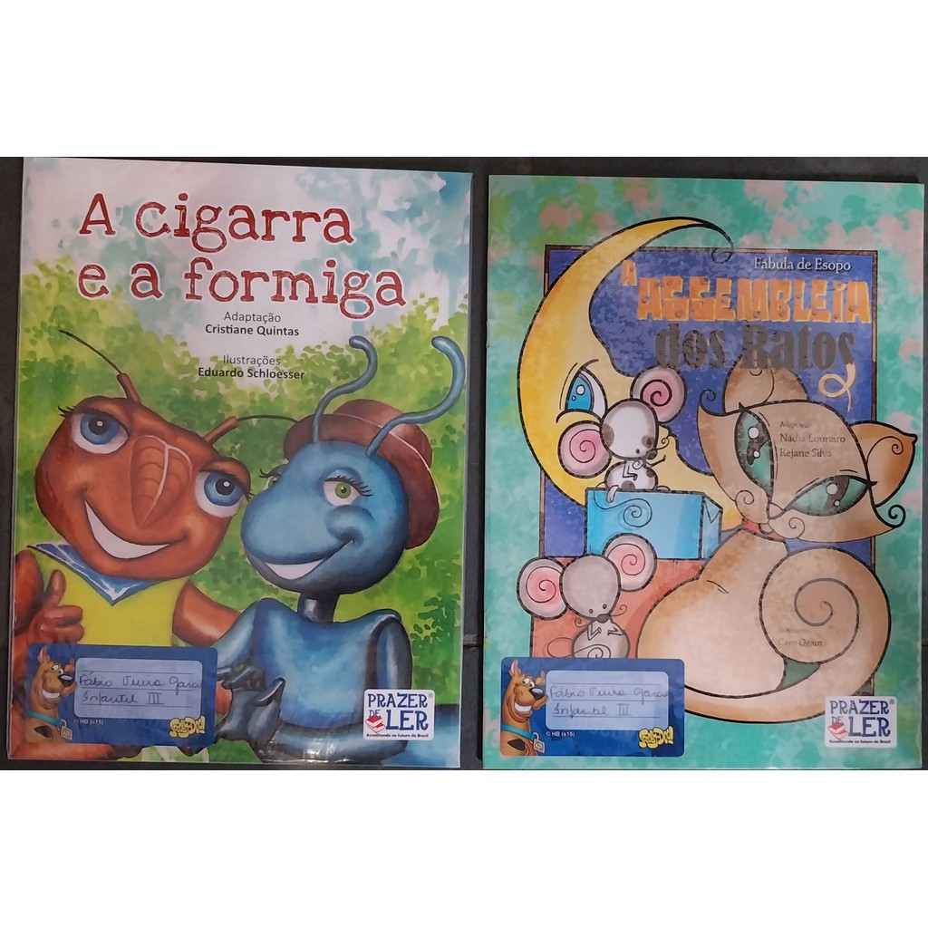 LIVRO, KIT(2), PRAZER DE LER, 1. A CIGARRA E A FORMIGA, 2. A ASSEMBLÉIA DOS RATOS