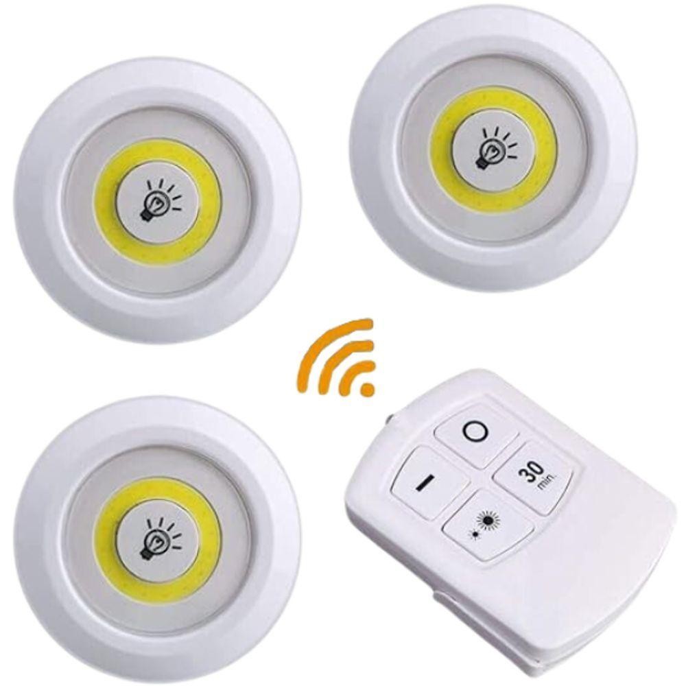 Kit 3 Lâmpadas Luminária Led Controle Sem Fio - Home & Living