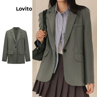 Lovito Blazer casual simples com botões para mulheres AD1061062 em Oferta na Shopee
