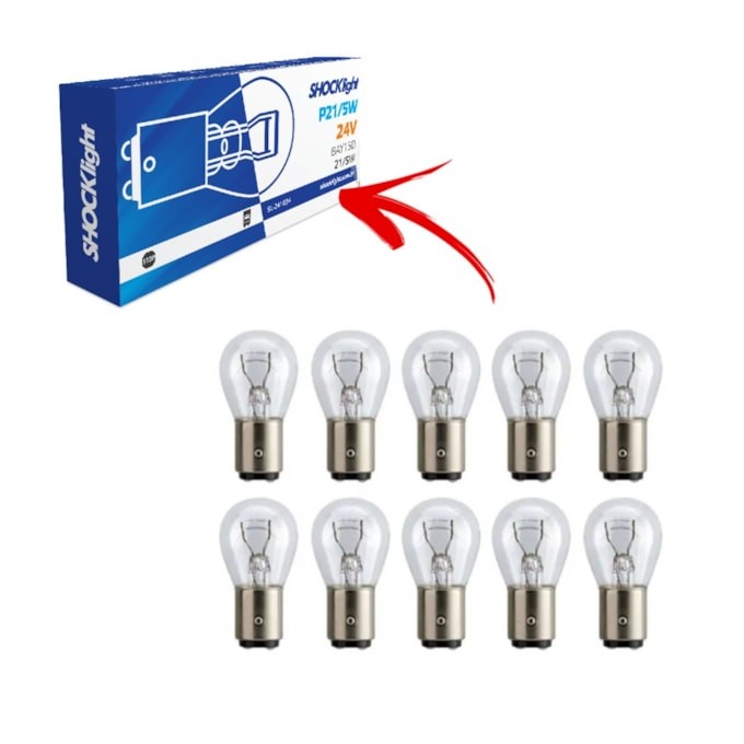 KIT 10 LÂMPADAS 1034 2 POLOS LANTERNA FREIO 24V 21/5W BAY15D em Oferta na Shopee