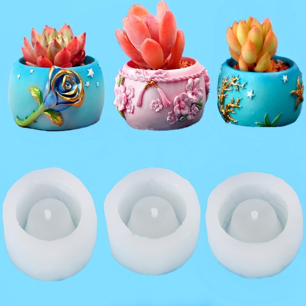 DIY Planta Suculenta Bonsai Molde De Silicone Rosa Vaso De Flores Gesso & -
