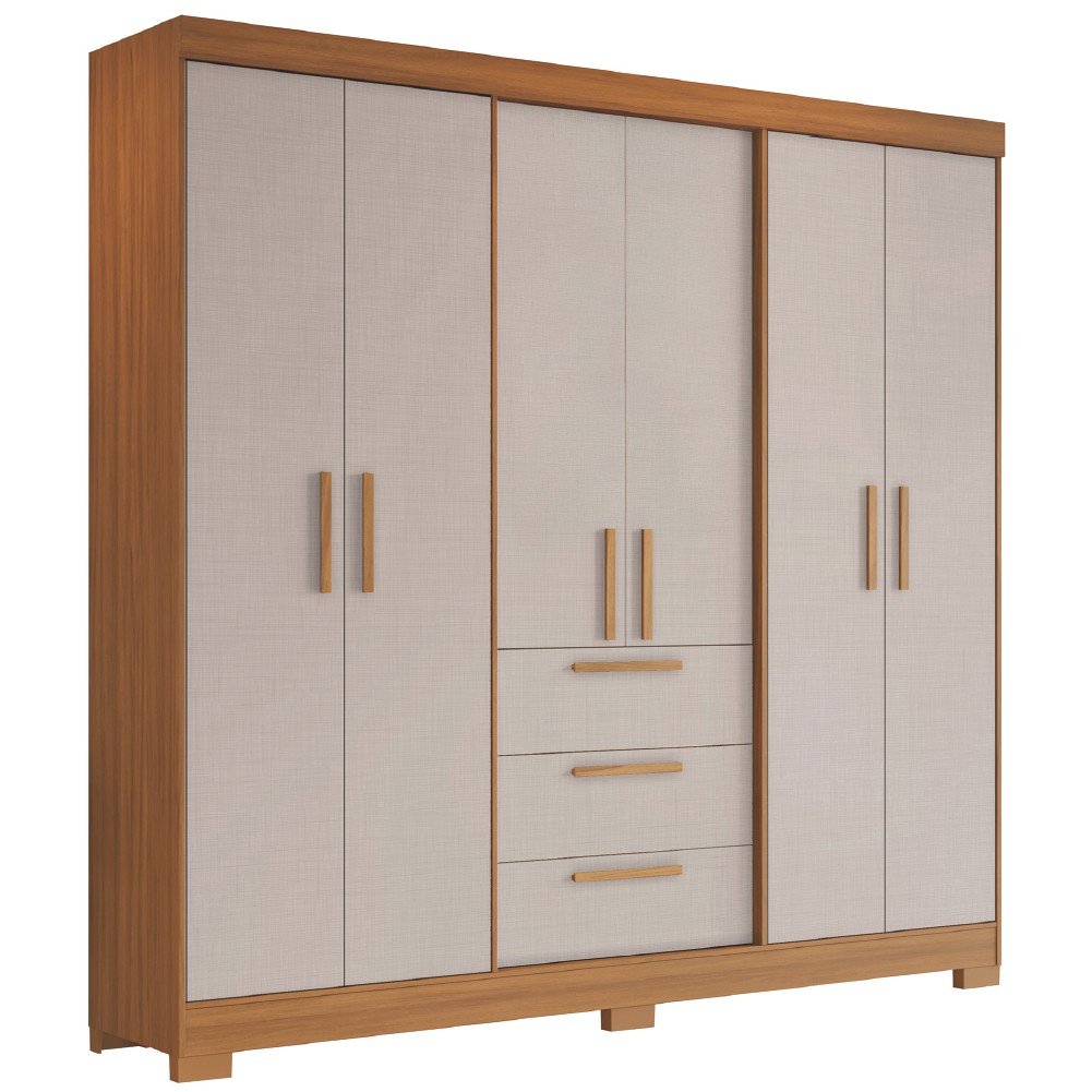 Guarda Roupas Casal 6 Portas 3 Gavetas Croácia Madeirado / Off White Notável - Home & Living