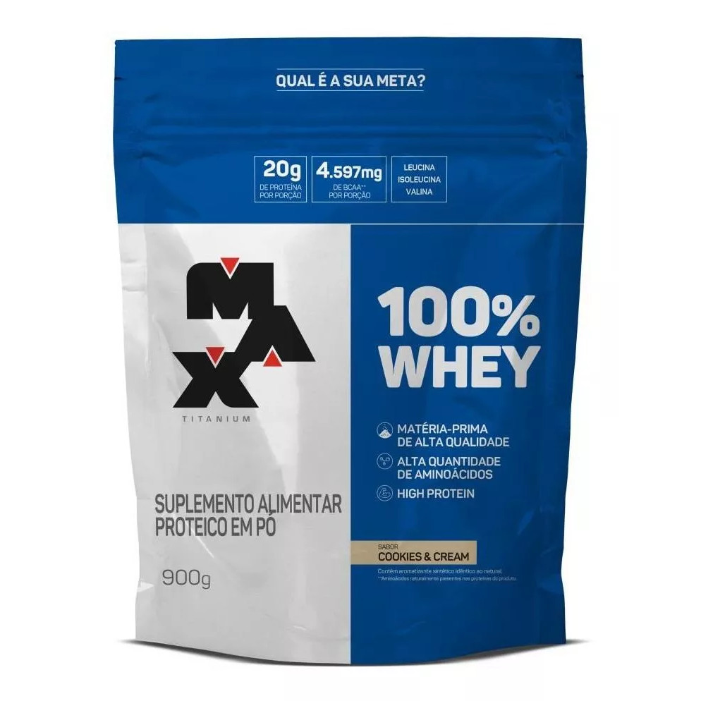 100% Whey Refil Sabor Cookies e Cream 900G Max Titanium
