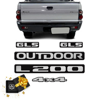 Emblemas L200 Outdoor 4x4 Gls 2007 Adesivos Resinados Preto em Oferta na Shopee