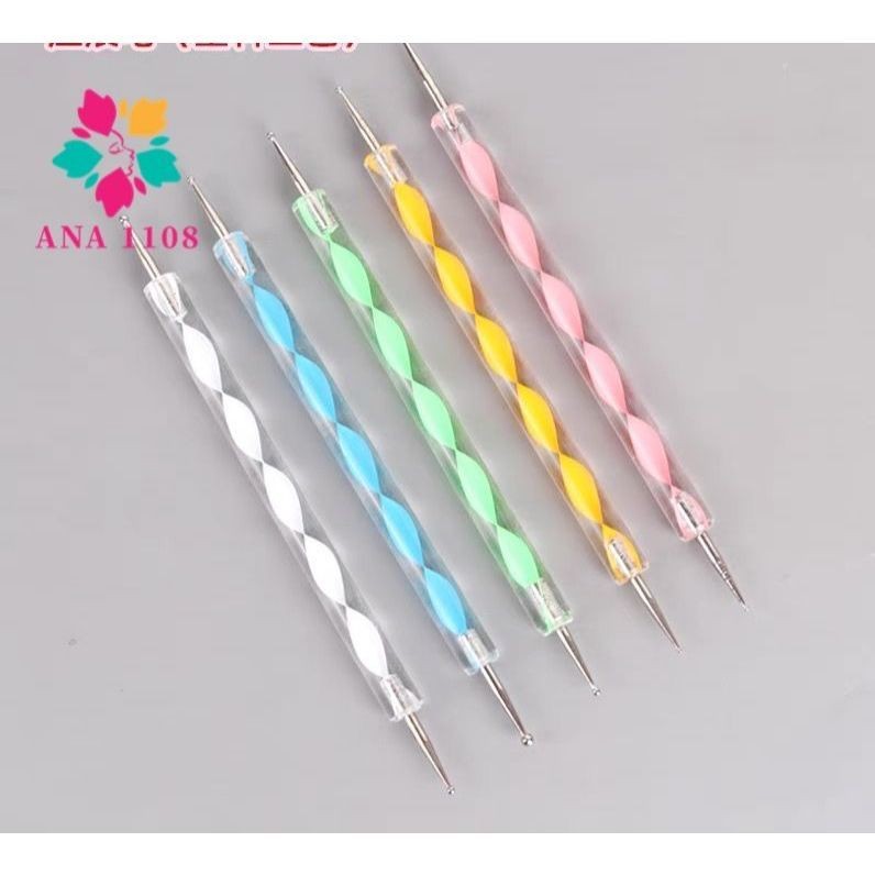 ANA 1108 Kit 5 Boleadores Pinceis Ponta Dupla Decoração De Unha