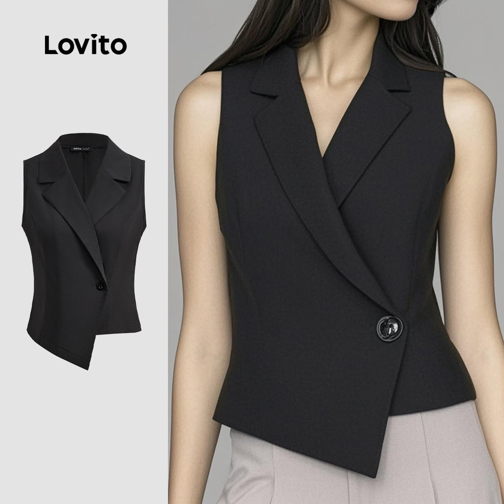 Lovito Blusa Elegante Botão Blusa Verão/Primavera Para Mulheres LBL23562 - Women Clothes