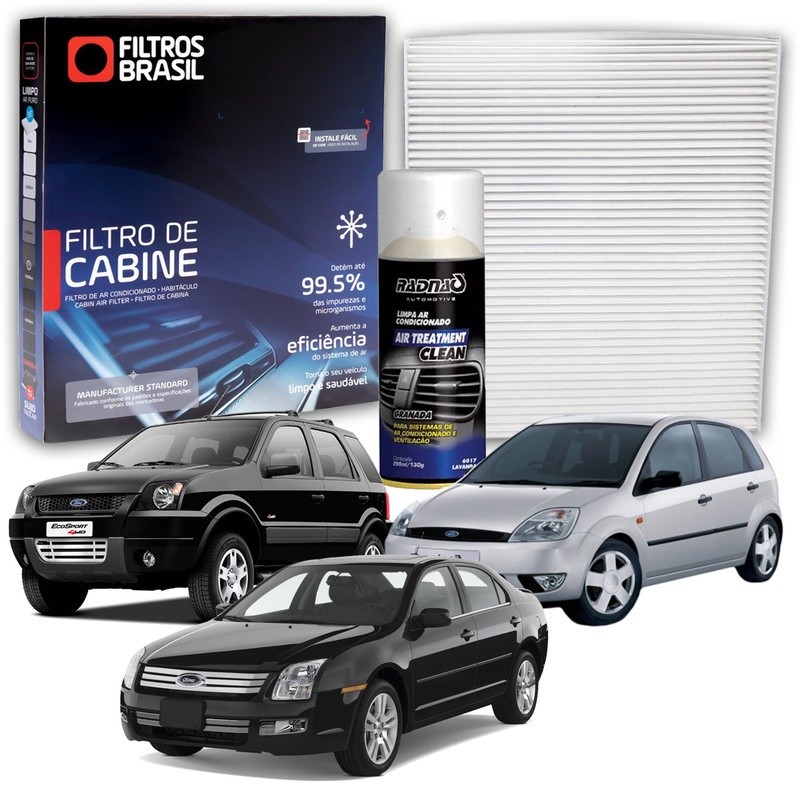 Filtro Cabine Modelos Ford Fiesta 02-14, Ecosport 03-12 e Fusion 06-12 Carvão Ativado + Higienizador Granada 300ml em Oferta na Shopee