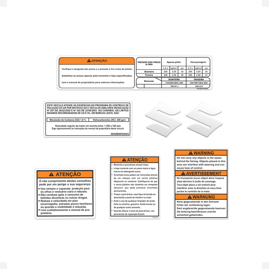 Adesivos Etiqueta Advertencia Compativel Suzuki Vstrom 2009