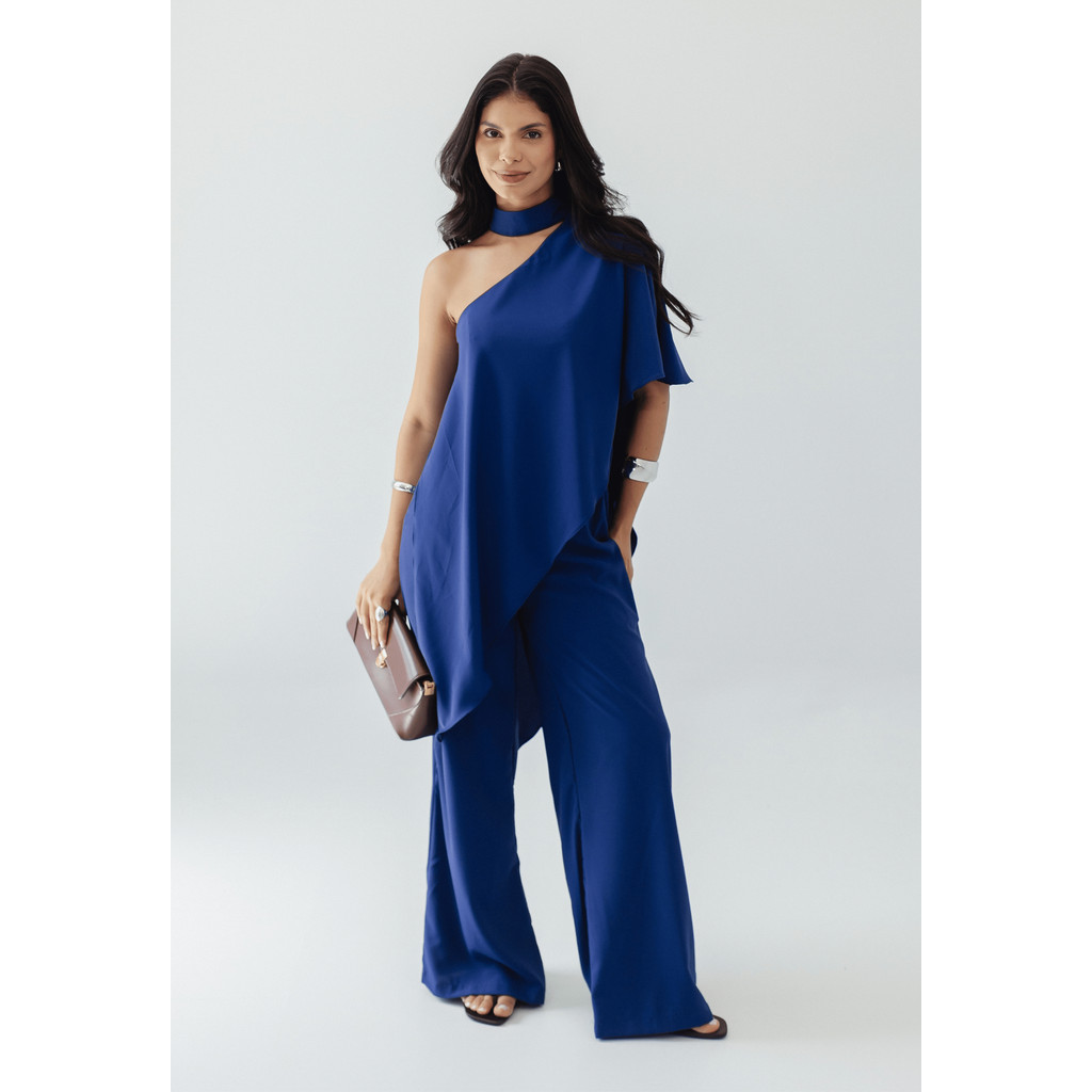 Conjunto Feminino Blusa Assimétrica E Calça Pantalona - Paris