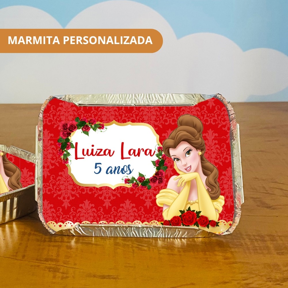 60 Marmitinha Personalizada A BELA E A FERA | Marmita Lembrancinha