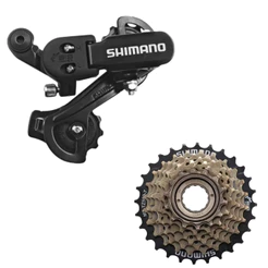 Kit Cambio Traseiro Shimano 6/7 Velocidades Index + Catraca Roda Livre Shimano 14/28 P/ Aro 26 - 29