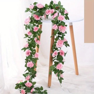 Corrente de Rosas Flores Artificiais 2M Para Decoração Casamentos Arranjos Decorativos Pendente Rosas De Folha Hera em Oferta na Shopee