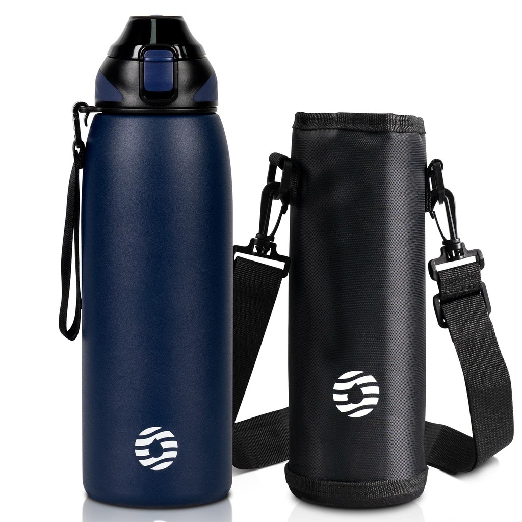 FJbottle Water Bottle 1 Liter Vacuum Insulated One-Touch Sports Bottle 1L Heat Retention Cold Retention Compatible with Sports Drinks Wide Mouth Easy to Clean Stainless Steel Bottle with Bottle Cover and Cleaning Sponge for Girls, Boys, Stylish Adults, Ki