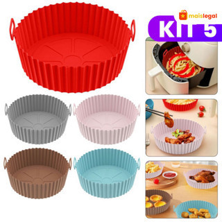 Kit 5 Formas Silicone Resistente ao Calor Air Fryer Forno Microondas Lavável Durável