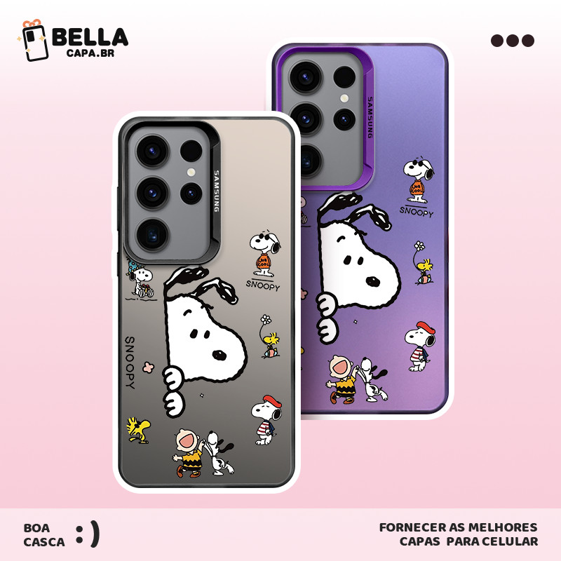 Snoopy Grafite fofo reflexivo Capa com Samsung A03 04E 05S 20 72 M11 S20 21 22FE S23 Plus S24 Ultra