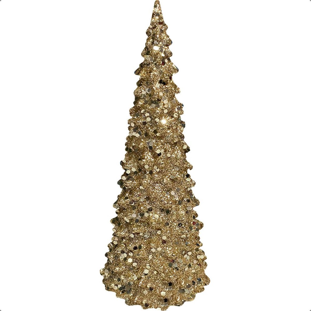 Árvore de Natal Pequena Iluminada com Led de Acrílico com Glitter e Lantejoulas