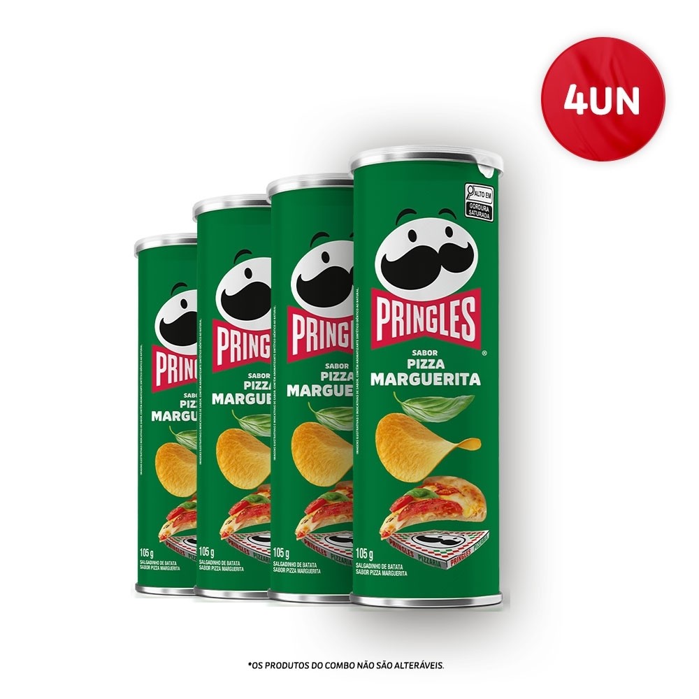 Combo Batata Frita Pringles® Pizza Marguerita 105g 4 unidades - Food & Beverages