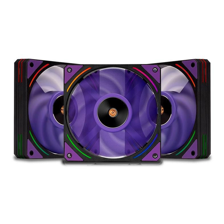 Kit Ventoinha Mancer Voltaic Roxo Edition, 3x120mm, Preta, MCR-VTPB-BK01