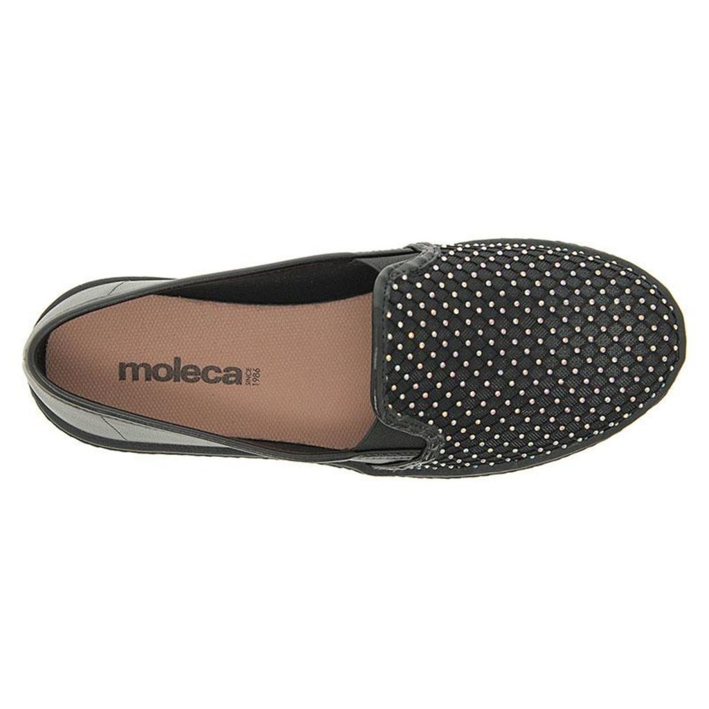 Tênis Feminino Moleca Calce Fácil Slip On Iate Strass Brilho