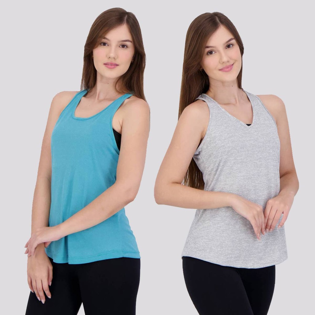 Kit 2 Regatas Area Bio Serena Feminina Azul e Mescla Branca em Oferta na Shopee