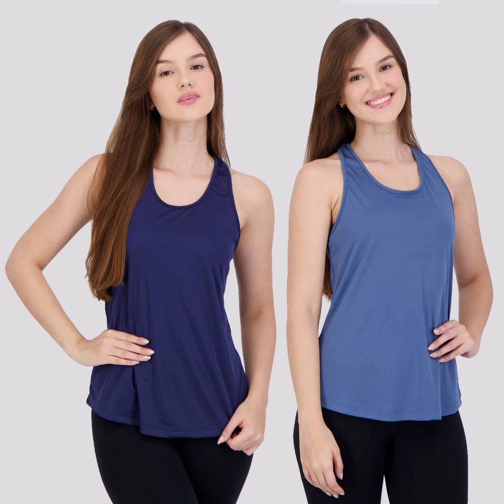 Kit 2 Regatas Area Bio New Bio Feminina Marinho e Azul River em Oferta na Shopee