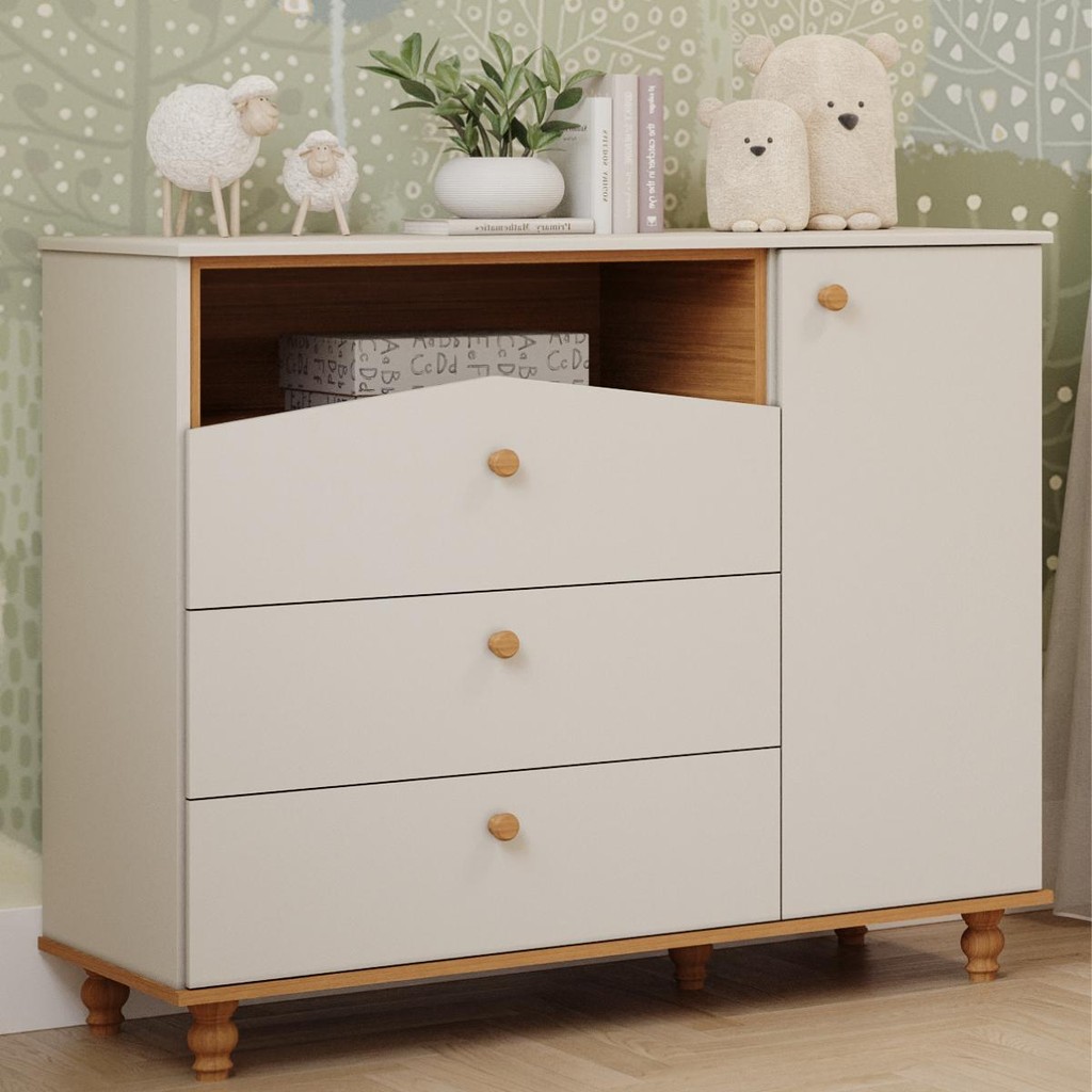 Cômoda Bebê Infantil 1 Porta 100% MDF Anti-tombamento Branco em Oferta na Shopee
