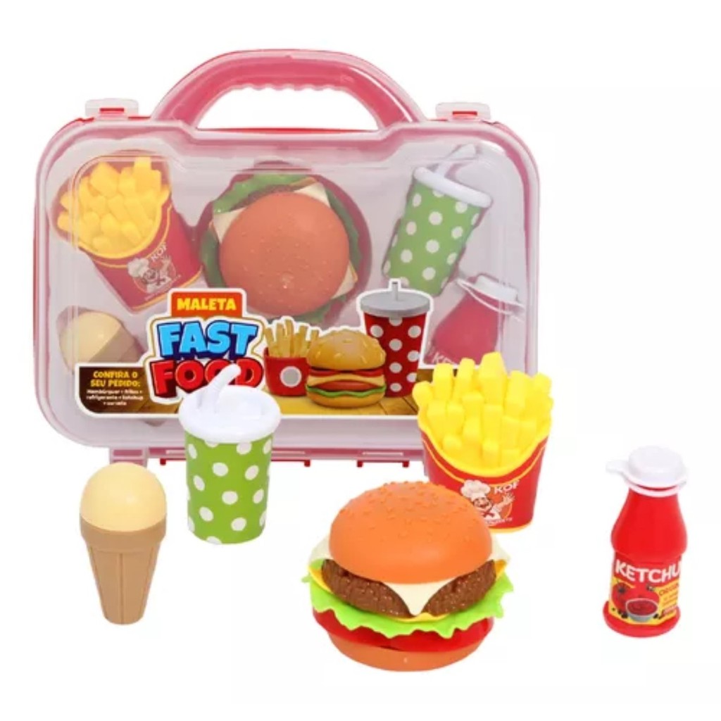 Maleta Kit Fast Food  Comidinhas Infantil Didático Brinquedo