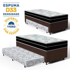 Cama Box com Colchao de Espuma D45 Pillow In D'Angelis OrtoConfort + Auxiliar Espuma Solteiro 88cmm