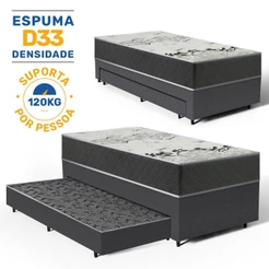 Cama Box com Colchão de D33 ISO 3000 Gazin + Auxiliar de Espuma Unique Solteiro 88cm