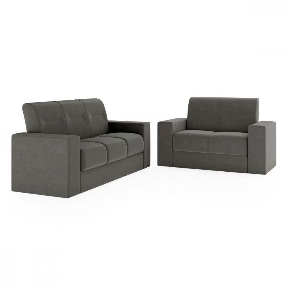 Sofá 2 E 3 Lugares Recife Veludo Cinza Mamflex Cinza em Oferta na Shopee