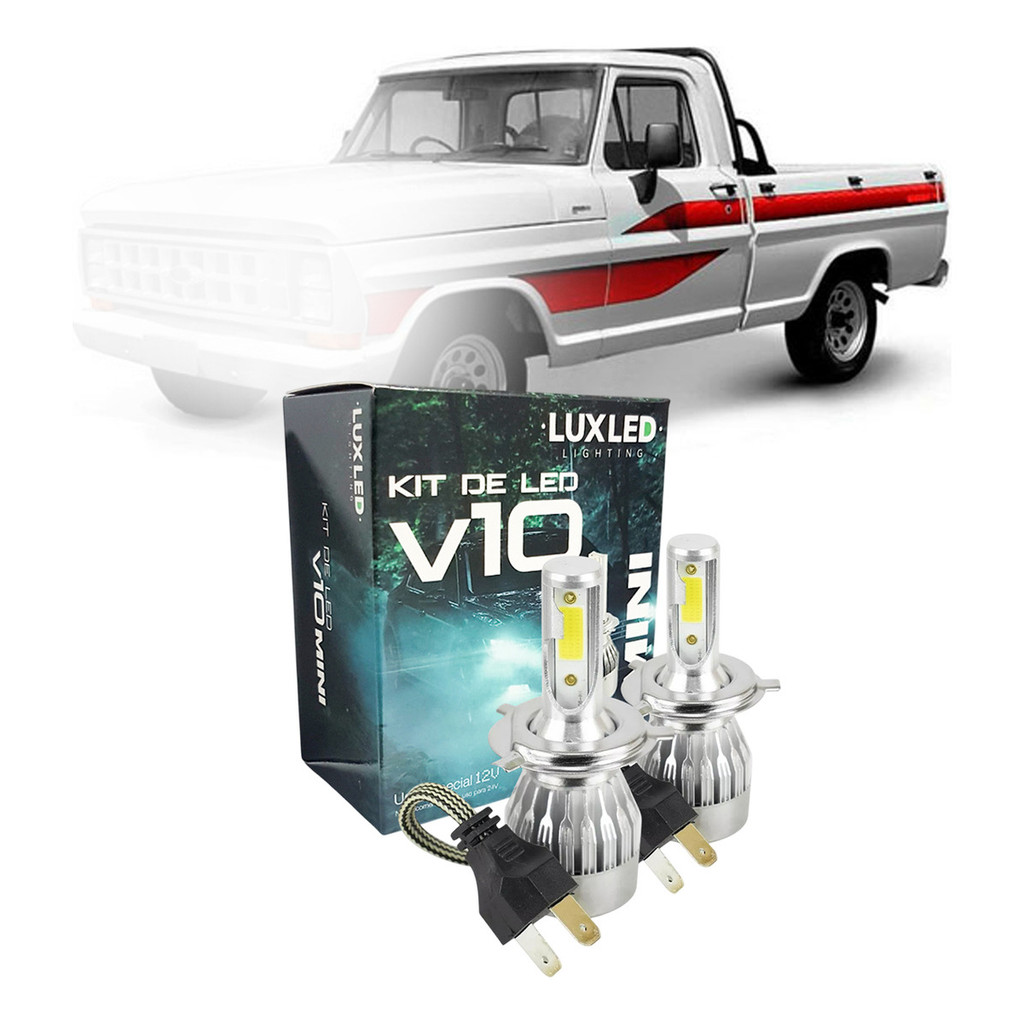 Kit Ultra Led V10 Ford F-1000 F1000 H4 Farol Alto Baixo