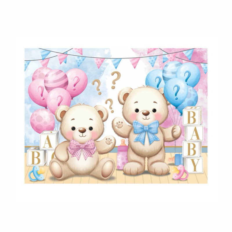 Painel TNT Chá Revelação Ursos 1,00x1,40m Painel Festa Chá Revelação Ursinhos Decoracao Menino ou Menina Boy or Girl