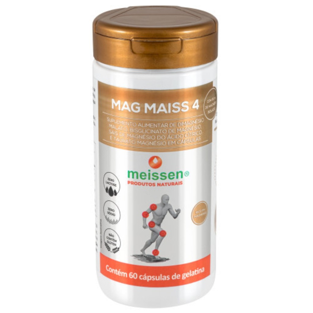 Magnésio Meissen Mag Maiss 4 Malato Bisglicinato Taurato Citrato Alta Absorção 60 Cápsulas em Oferta na Shopee