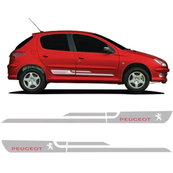 Faixa Peugeot 206 207 Adesivo Prata Lateral Sport Decorativo