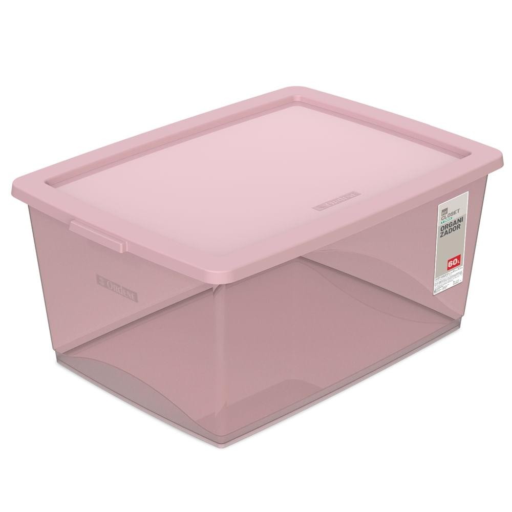 Caixa Organizadora Plástica Rosé 60L My Closet Ordene - Home & Living