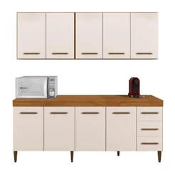 Cozinha Completa 9 Portas E 3 Gavetas Atenas Kaiki Moveis Nature/Off White. - Durabilidade Excepcional!