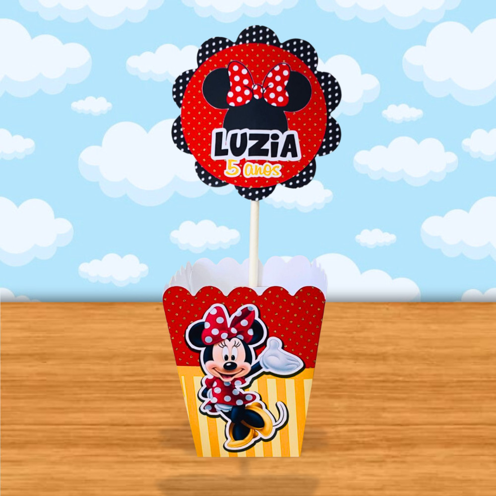 Centro de mesa MINNIE AMARELA CACHEPO Lembrancinhas Personalizadas | já vai semi montado