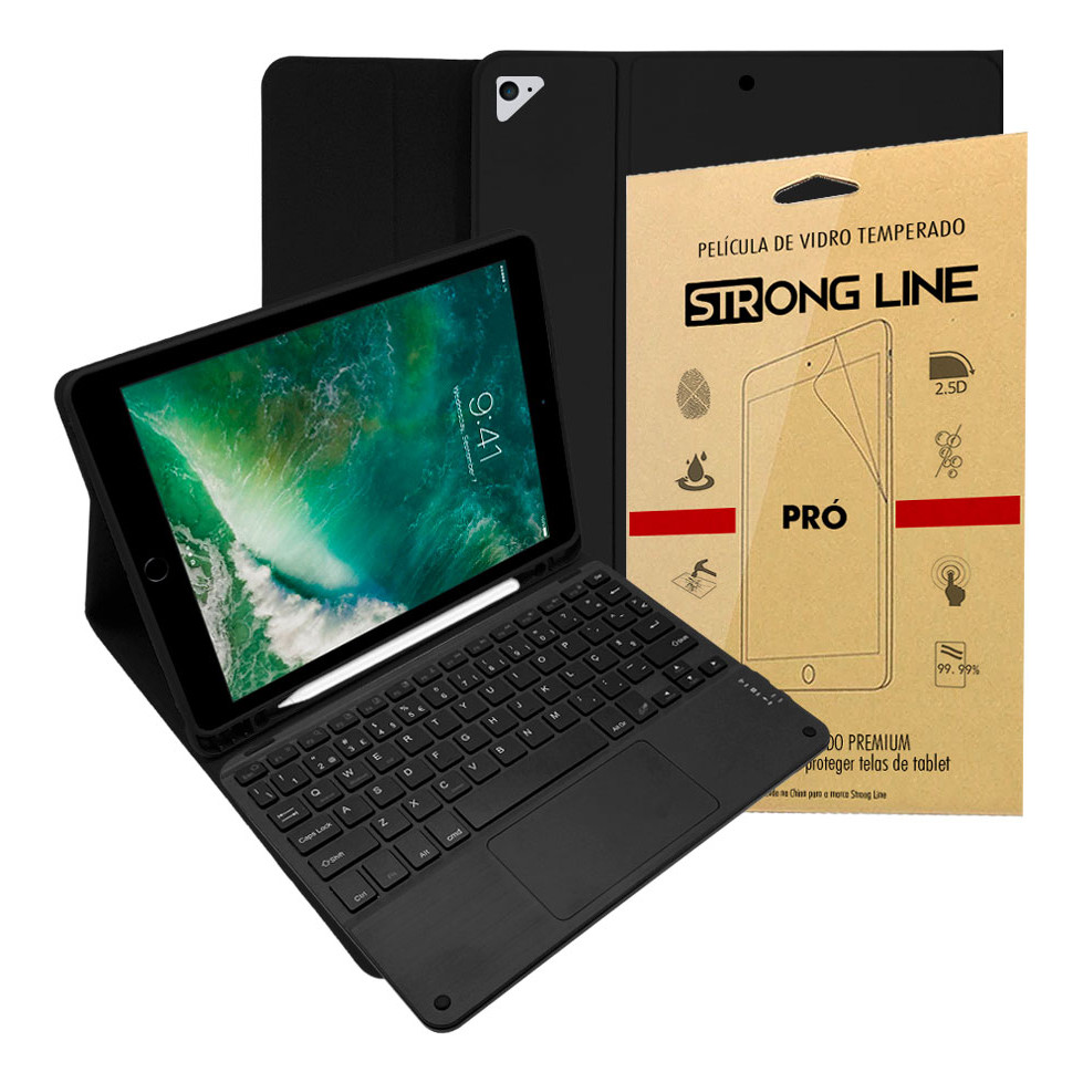 Capa Para iPad Air 2 Tela 9.7 Teclado E Touchpad + Pelicula