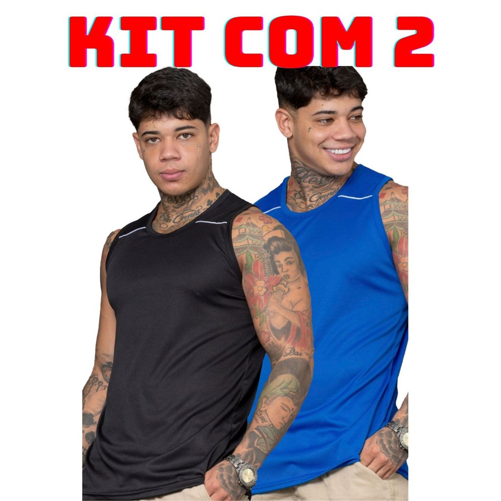 KIT COM 2 REGATAS LISA DRYFIT MASCULINA LEVE E CONFORTAVEL BASICA CAMISA MASCULINA CAMISETA LISA
