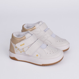 Tênis Infantil Menina Casual Confortável Cano Médio Kidy Happy Estrelas Branco Dourado Metalizado em Oferta na Shopee