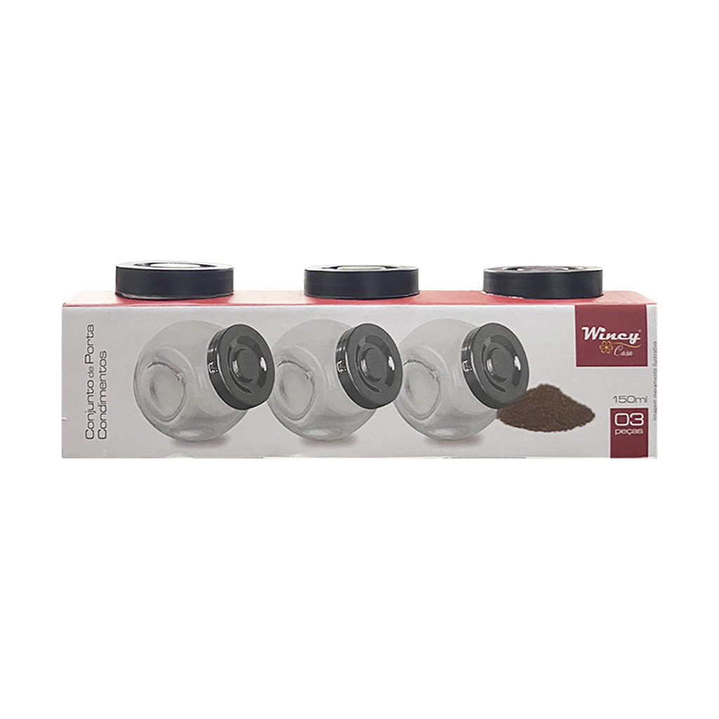Conjunto De Três Porta Condimentos 150ml De Vidro Para Temperos Doces Cozinha Wincy