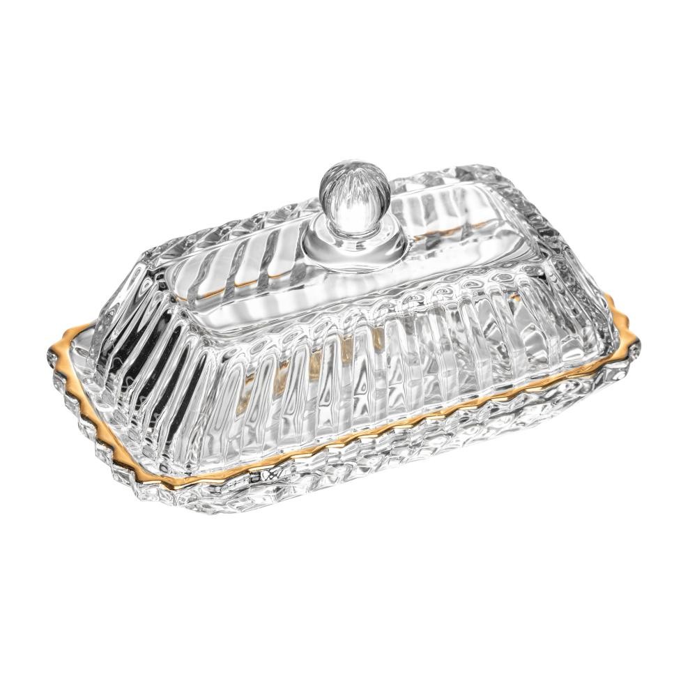 Manteigueira Wolff Imperatriz Cristal com Fio de Ouro Elegância Mesa