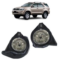 Farol Neblina Auxiliar Hilux Sw4 2006 2007 A 2011 Com Suporte Caraça Cinza Encaixe HB3 Lente Lisa