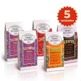 Kit Degustação Café Compagnia Dell'Arabica - 2 Costa Rica, 1 Colômbia, 1 Quênia, 1 Índia 250g cada em Oferta na Shopee