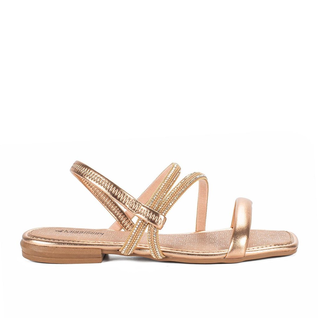 Sandália Mississipi Rasteira Metalizada MB752 - Women Shoes