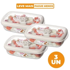 Kit 3 Potes Plásticos Retangulares Herméticos Capuccino 1,26L Flor Sanremo